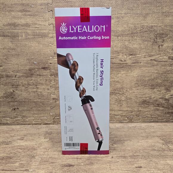 Lyealion Automatic Hair Style Curling Iron 3-In-1 Replaceable Barrels Pink Grey - Picture 1 of 6